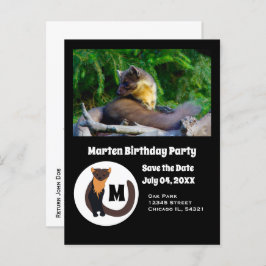 Marten Birthday Party fotoMonogram Uitnodiging Briefkaart