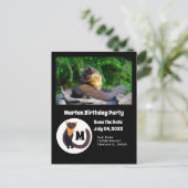 Marten Birthday Party fotoMonogram Uitnodiging Briefkaart (Staand voorkant)