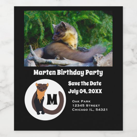 Marten Birthday Party fotoMonogram Wijn Etiket (Enkel label)