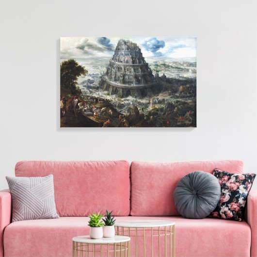Marten van Valckenborch De toren van Babel Canvas Afdruk (Insitu (Woonkamer))