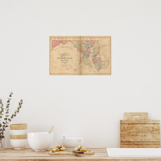 Martenet's Map of Maryland, Atlas Edition Poster (Keuken)