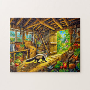 Marter verkent de oude schuur legpuzzel