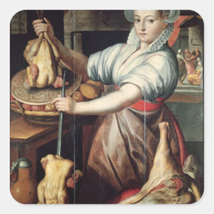 Martha die het eten klaarmaakt voor Jezus Vierkante Sticker