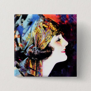 Martha Mansfield Vierkante Button 5,1 Cm