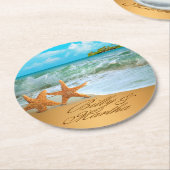 Martha Starfish koppel VRAAG 4 UW NAMEN IN ZAND Ronde Kartonnen Onderzetter (Gebogen)