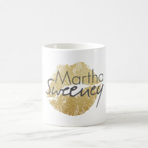 Martha Sweeney Gold Lips Coffee Mok