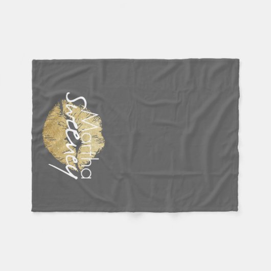Martha Sweeney Gold Lips Fleece Blanket (Voorkant (Horizontaal))