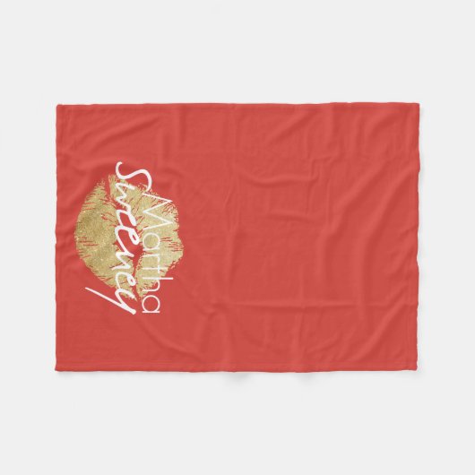 Martha Sweeney Gold Lips Fleece Blanket (Voorkant (Horizontaal))