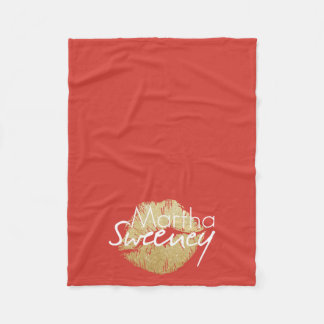 Martha Sweeney Gold Lips Fleece Blanket Deken