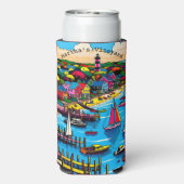 Martha's Vineyard | Abstracte kunst Seltzer Blikjeskoeler (Seltzer Achterkant)