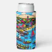 Martha's Vineyard | Abstracte kunst Seltzer Blikjeskoeler (Seltzer Voorkant)