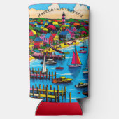 Martha's Vineyard | Abstracte kunst Seltzer Blikjeskoeler (Achterkant)