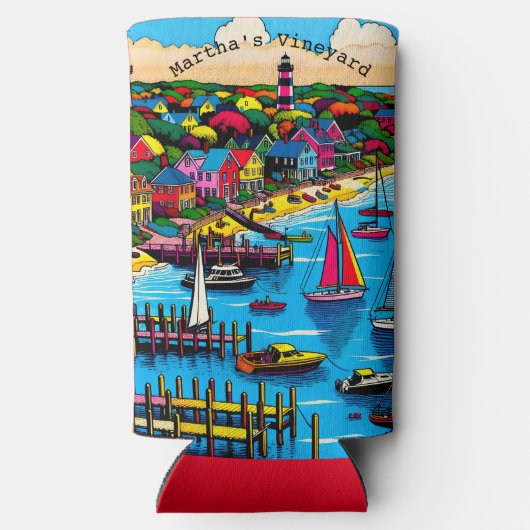 Martha's Vineyard | Abstracte kunst Seltzer Blikjeskoeler (Achterkant)