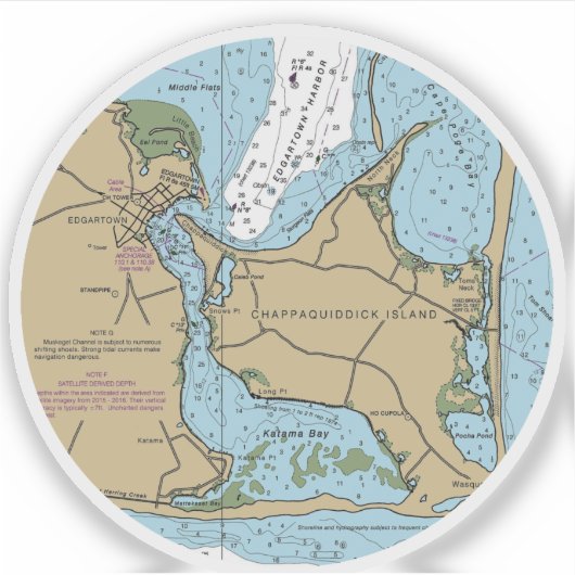 Marthas Vineyard and Chappaquiddick Chart Sticker (Voorkant)