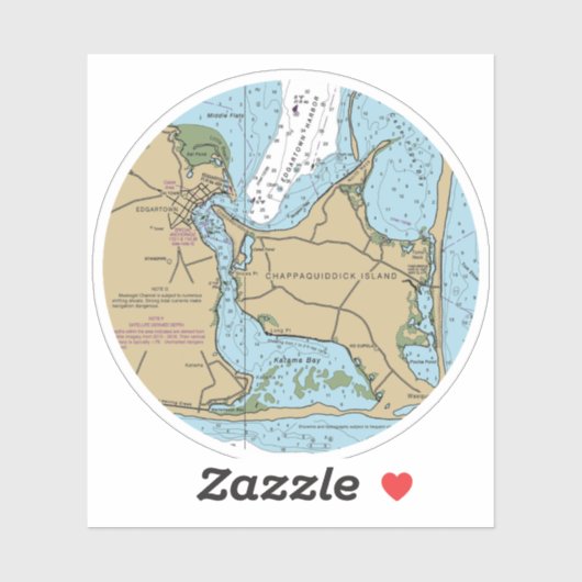 Marthas Vineyard and Chappaquiddick Chart Sticker (Vel)