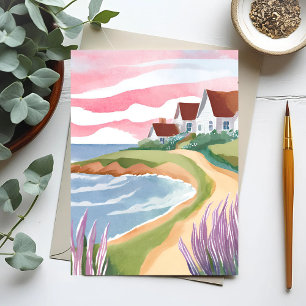 Martha's Vineyard Aquarel Strandpad Schilderij Briefkaart