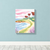 Martha's Vineyard | Aquarel Strandpad Schilderij Canvas Afdruk (Insitu (Houten vloer))