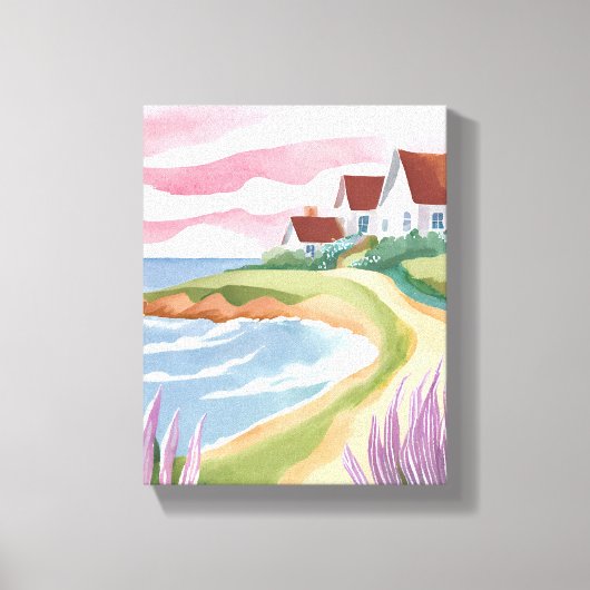Martha's Vineyard | Aquarel Strandpad Schilderij Canvas Afdruk (Voorkant)