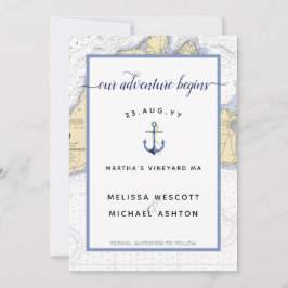 Martha's Vineyard Authentieke Nautische bruiloft Save The Date