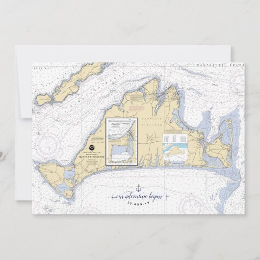 Martha's Vineyard Authentieke Nautische bruiloft Save The Date (Achterkant)
