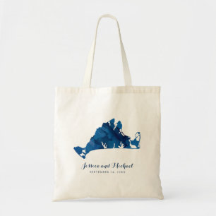 Marthas Vineyard Blauw Geschilderde Kaart Trouwgas Tote Bag