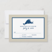 Marthas Vineyard Blauwe Kaart | Huwelijksreis RSVP (Voorkant)