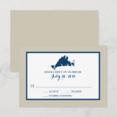 Marthas Vineyard Blauwe Kaart | Huwelijksreis RSVP (Voorkant / Achterkant)