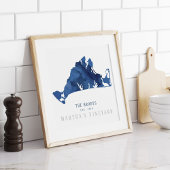 Marthas Vineyard Blue Map Familie opgericht Poster