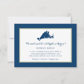 Marthas Vineyard Blue Map met Heart Wedding RSVP (Voorkant)