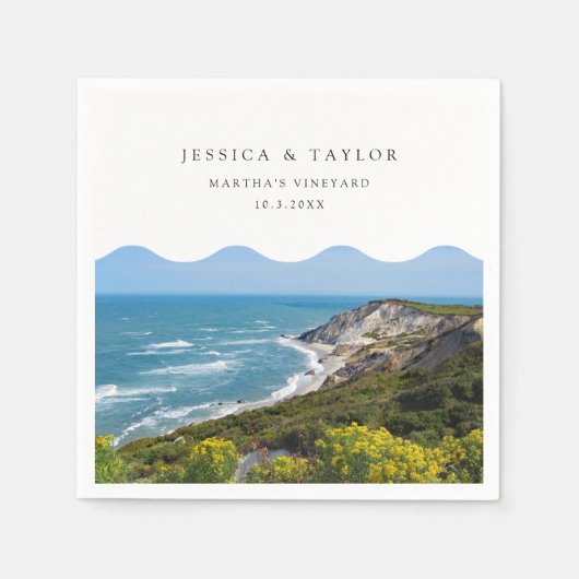 Martha's Vineyard Bruiloft Aangepaste Cocktail ser Servet (Voorkant)
