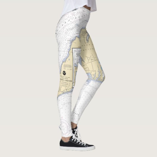 Martha's Vineyard Cape Cod MA Nautische kaart Leggings (Rechts)
