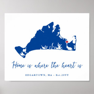 Martha's Vineyard Edgartown Housewarming Gift Poster