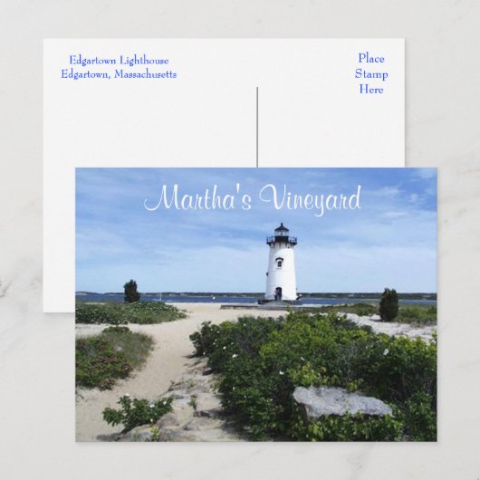 Martha's Vineyard Edgartown Lighthouse Post Card Briefkaart (Voorkant / Achterkant)
