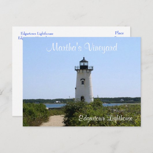 Martha's Vineyard Edgartown Lighthouse Post Card Briefkaart (Voorkant / Achterkant)