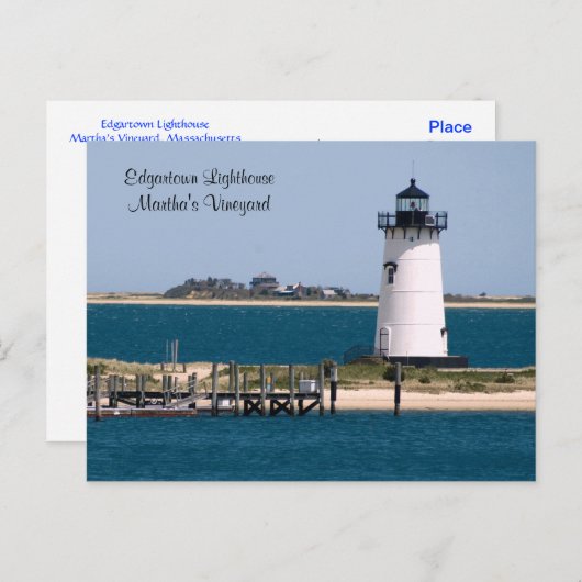 Martha's Vineyard, Edgartown Lighthouse Post Card Briefkaart (Voorkant / Achterkant)