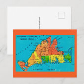 Martha's Vineyard Eiland Kaart Ansichtkaart (Voorkant / Achterkant)