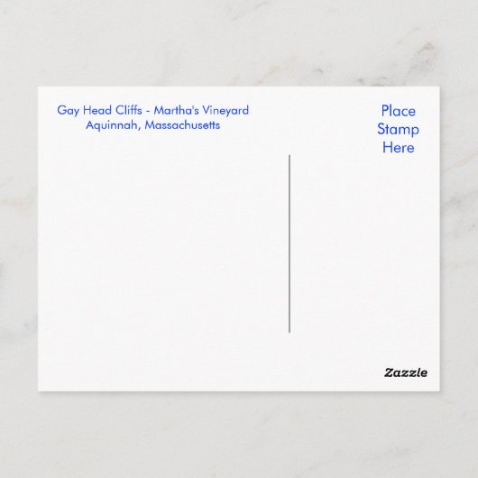 Martha's Vineyard Gay Head Cape Cod Mass Post Card Briefkaart (Achterkant)