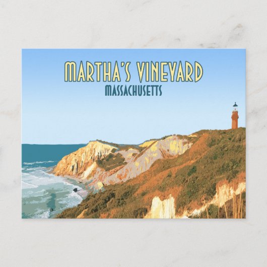 Marthas Vineyard Gay Head vuurtoren Massachusetts Briefkaart (Voorkant)