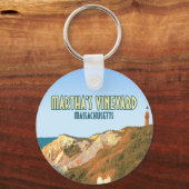 Marthas Vineyard Gay Head vuurtoren Massachusetts Sleutelhanger (Voorkant)