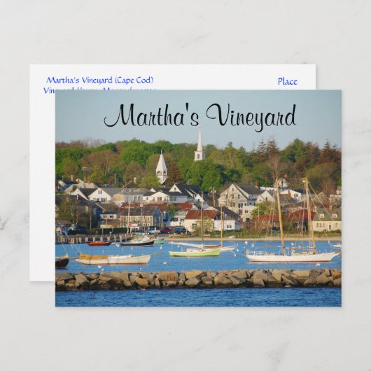 Martha's Vineyard Harbour Cape Cod Mass Post Card Briefkaart (Voorkant / Achterkant)