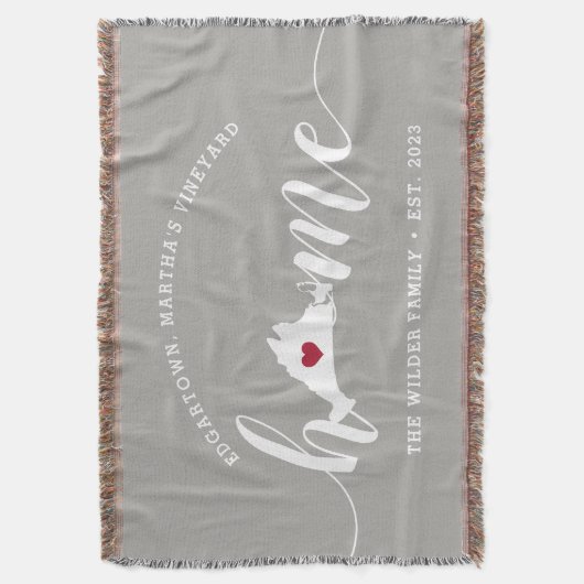 Martha's Vineyard Home Town Personalized Deken (Voorkant Verticaal)