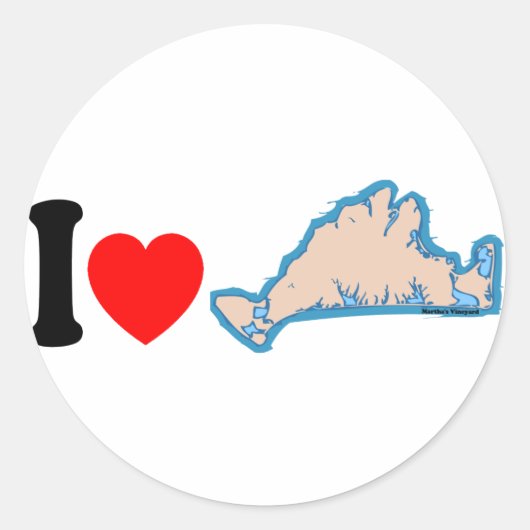 Martha's Vineyard "I Love" Design. Ronde Sticker (Voorkant)