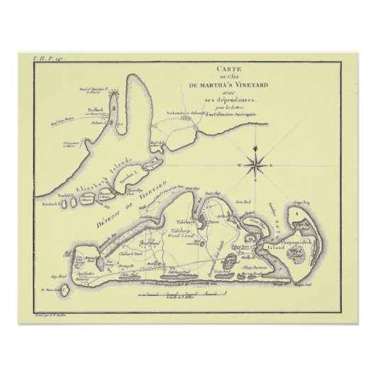 Martha's Vineyard Island 1784 Poster (Voorkant)