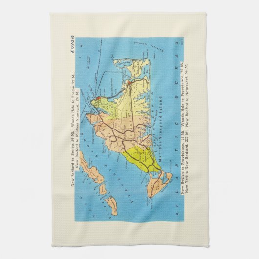 Martha's Vineyard Island Auto Map Theedoek (Verticaal)