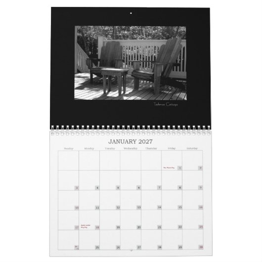 Martha's Vineyard Island Black & White Calendar Kalender (Jan 2027)