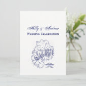 Martha's Vineyard Kaart #1 Navy Blue Invitat (Staand voorkant)