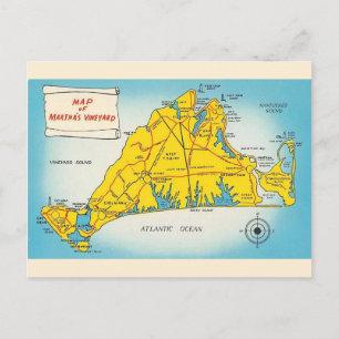 Martha's Vineyard-kaart Briefkaart