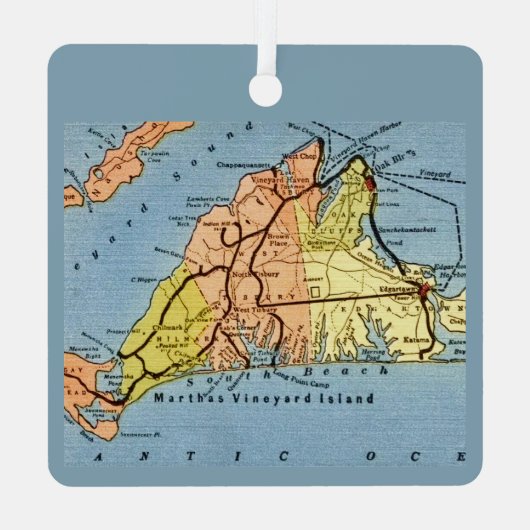 Martha's Vineyard Kaartornament Metalen Ornament (Achterkant)