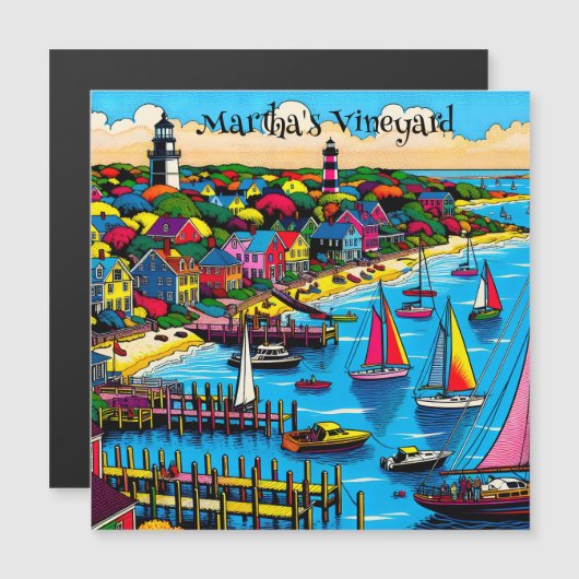 Martha's Vineyard | Kleurrijke Abstracte kunst (Voorkant / Achterkant)