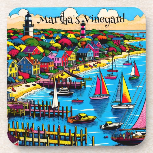 Martha's Vineyard | Kleurrijke Abstracte kunst Bier Onderzetter (Voorkant)